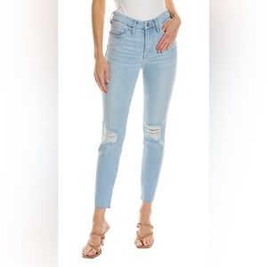 NWT Good American Good Legs Crop Skinny Distressed Raw Hem Light Blue Size 6